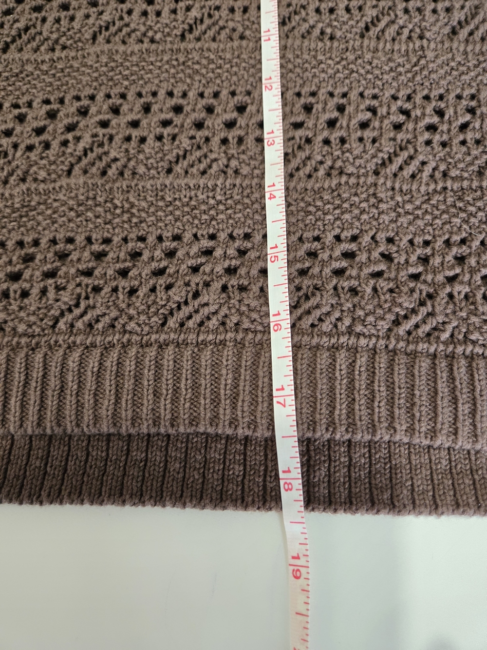 LOFT Deepest Brown Pointelle Knit Short Sleeve Sweater Tee - Picture 5 of 9